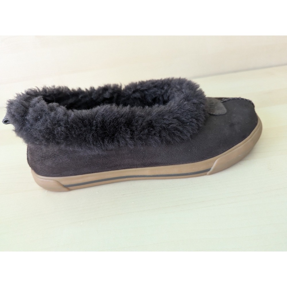 UGG Rylan Brown Skimmer Moccasin Slippers Fuzzy Hard Bottom - Picture 8 of 11